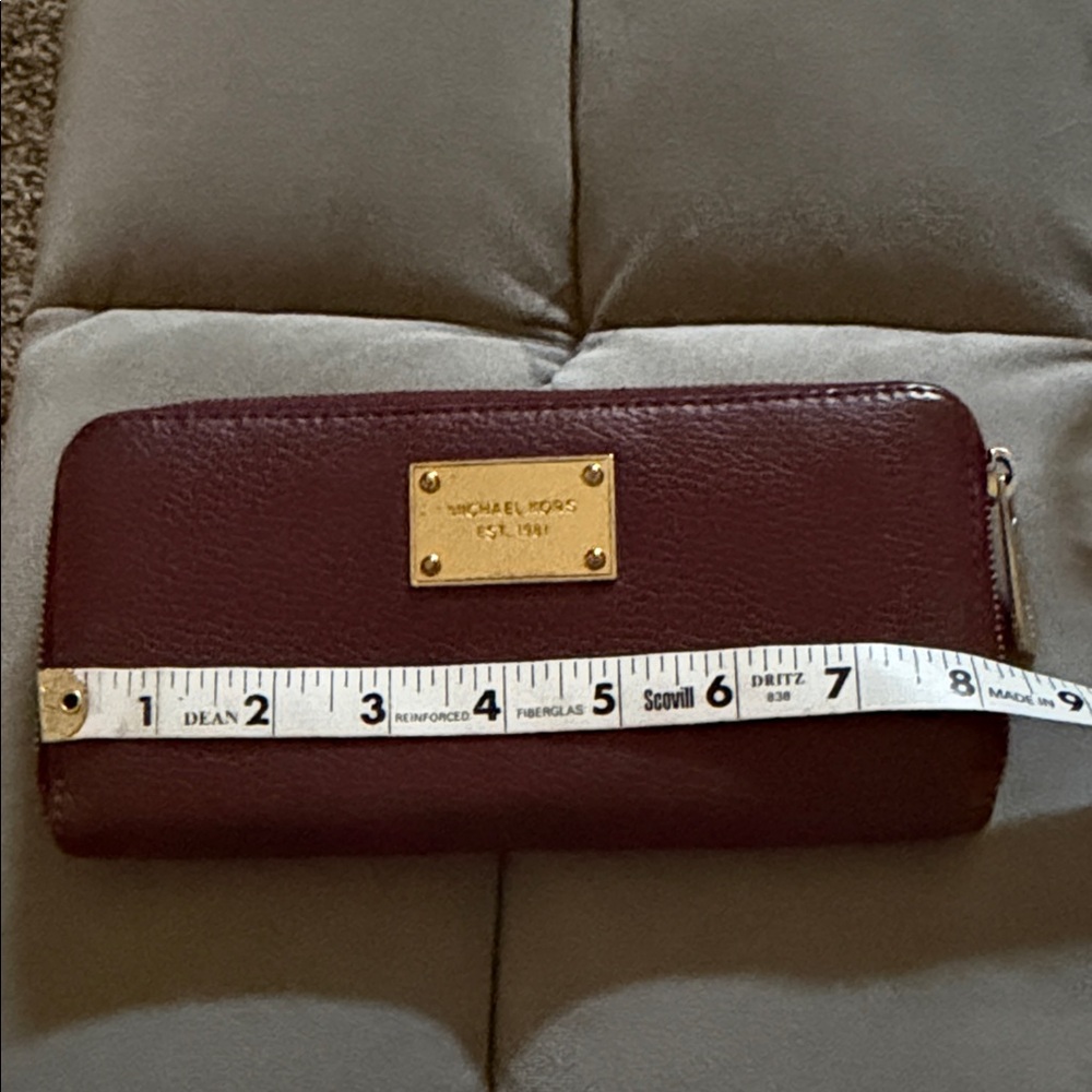 Michael Kors Maroon Leather Wallet with Gold Accents ~ MK - Picture 13 of 15